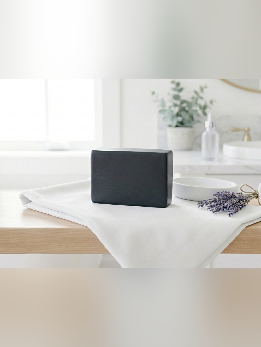 Charcoal 4 Oz. Black Rectangular Soap Bar